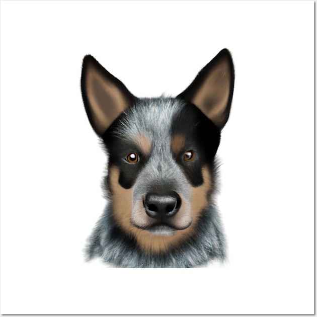 Cute Australian Cattle Dog Drawing Wall Art by Play Zoo